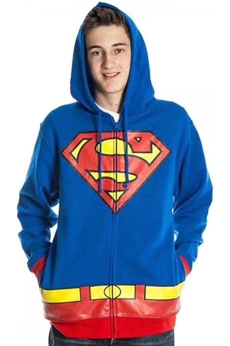 Amazon.com: DC Comics Superman Royal Blue Adult Costume Hoodie Zip Up  Jacket Sweatshirt-Small : Clothing, Shoes \u0026 Jewelry