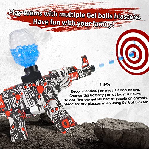 Cute Burgeen Electric with Gel Ball Blaster AKM-47 20000 Splatter for Outdoor Activities-Fighting Shooting Team Game The Best Gift Toys for Youth and Adults Over 12+ (Red)