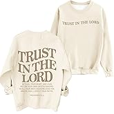 Tuislay Trust In The Lord Sweatshirt Bible Verse Christian Graphic Sweatshirts for Women Crew Neck Oversized Pullover Tops