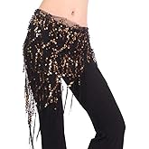 Lauthen.S Women Belly Dance Hip Scarf, Sequin Tassels Triangle Tribal Wrap Skirt Waist Chain