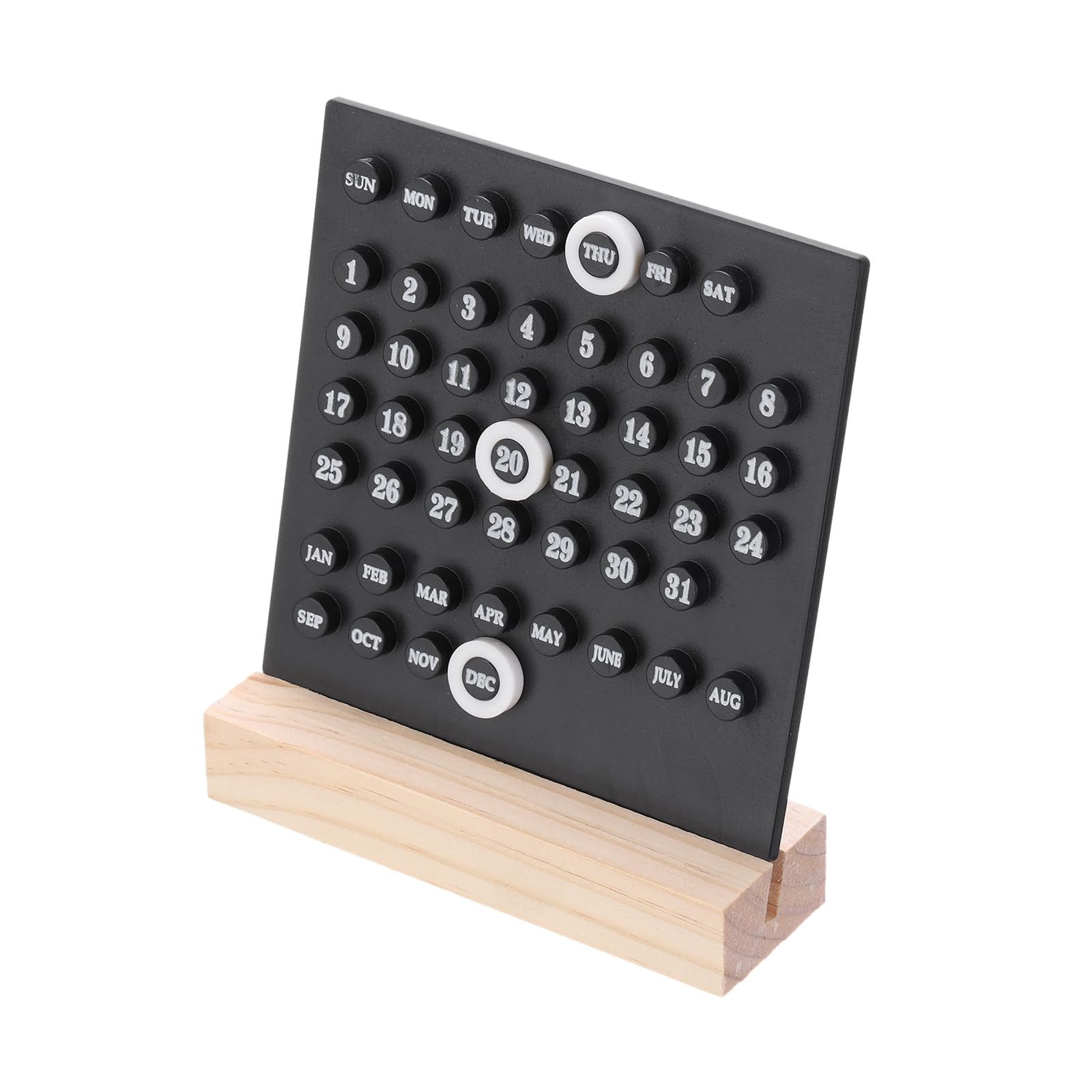 PATIKIL Wood Perpetual Calendar, Desktop Acrylic Calendar Stand Month Week Date Display for Desk Shop Office Home Decoration, Black