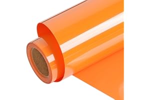 FUNKAKA Orange HTV Heat Transfer Vinyl Rolls, 12" x 9ft Glossy Orange Iron on Vinyl for T-Shirt, Adhesive Orange HTV Vinyl for All Cutter Machines Easy to Cut & Weed for Heat Vinyl Design