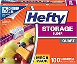 Hefty Slider Storage Bags, Quart, 100 Count