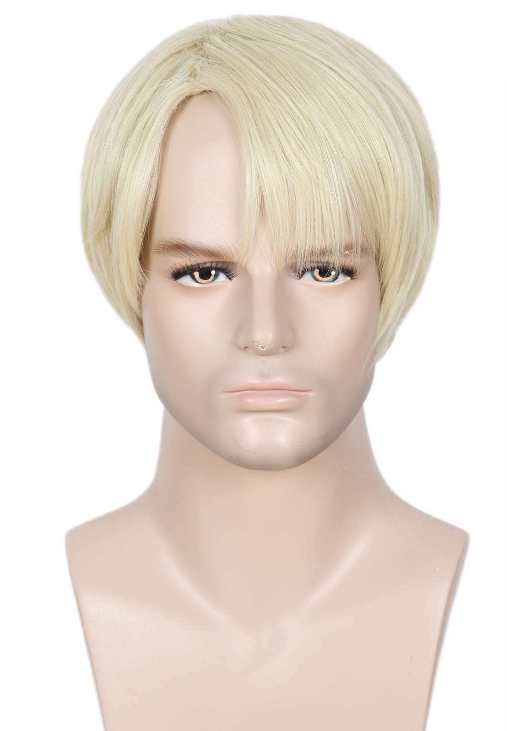 Linfairy Short Blonde Wig Halloween Cosplay Costume Wig for Men
