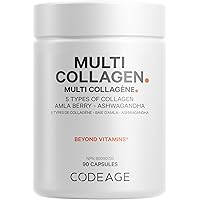 Codeage Multi Collagen Protein Capsules, Type I, II, III, V, X, Grass Fed & Hydrolyzed Collagen Pills Supplement, All in One 