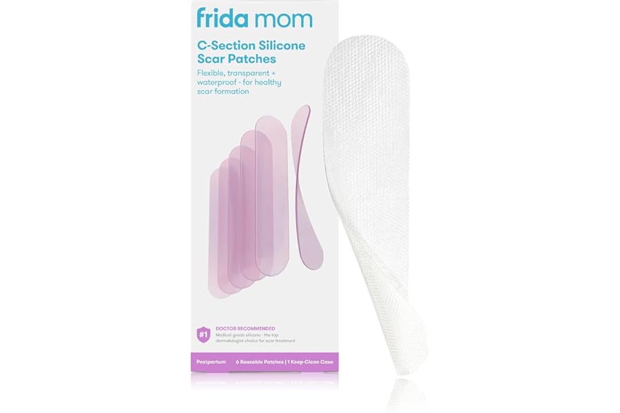 Frida Mom C-Section Silicone Strips, C-Section Recovery Must Have Scar Patches, Reusable Medical Grade Treatment for Keloid Scars, Includes Case & Pouch