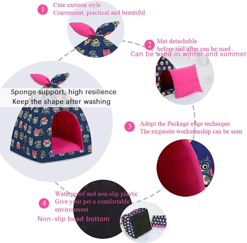 YANGWX Winter Warm Hamster Bed Guinea Pig House, Removable Washable Small Animal Sleeping Nest Chinchillas Tent Cave Bed - Image 3