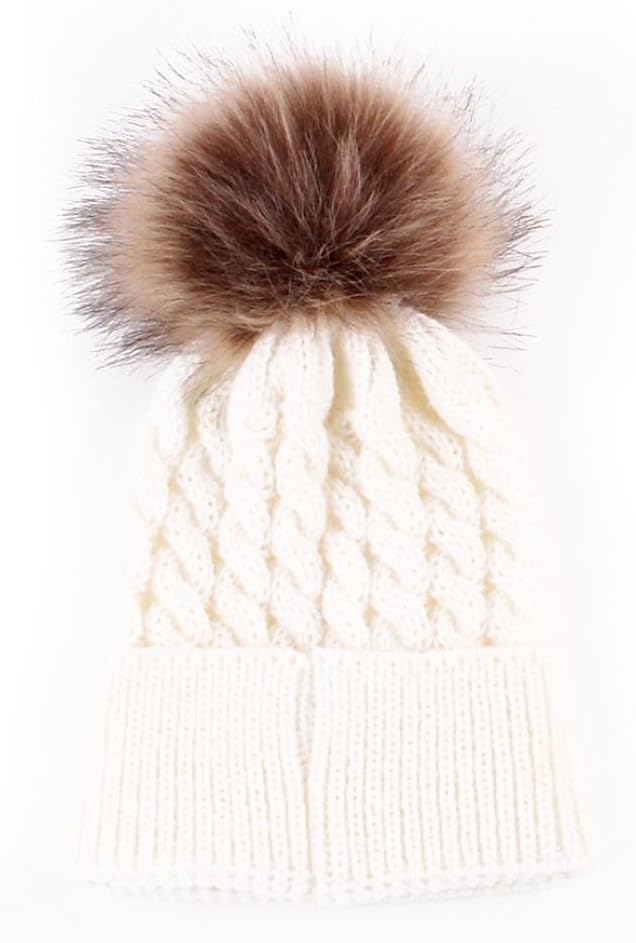 Datework Cute Winter Baby Knitted Wool Hemming Hat (White)