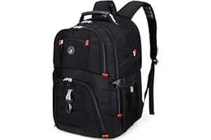 SHRRADOO Extra Large 50L Travel Laptop Backpack with combination lock,High School College Backpack Airline Approved Business Work Bag Fit 17 Inch Laptops for Men Women,Black