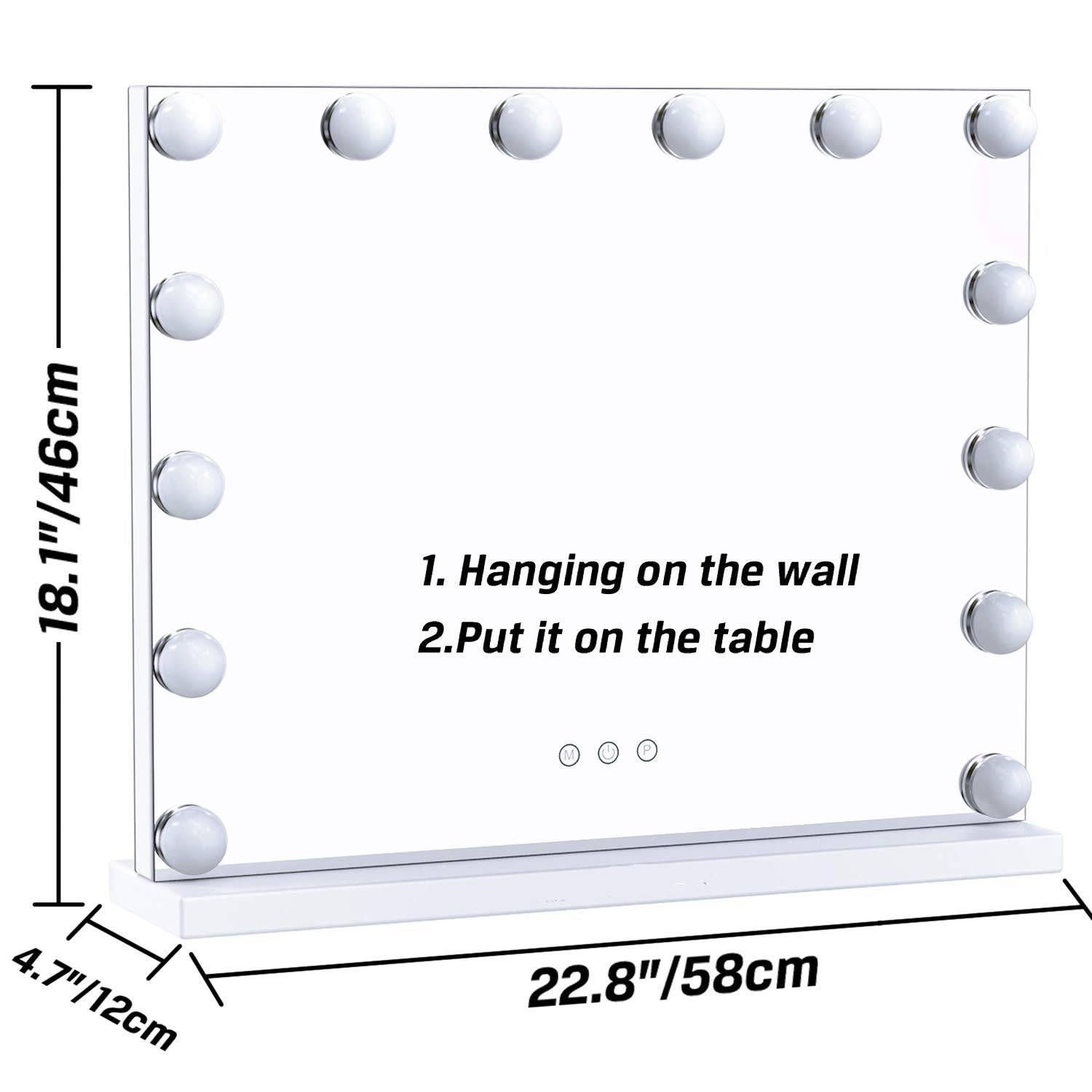 (Similarly)HANSONG Large Vanity Makeup Mirror with Lights,Bluetooth