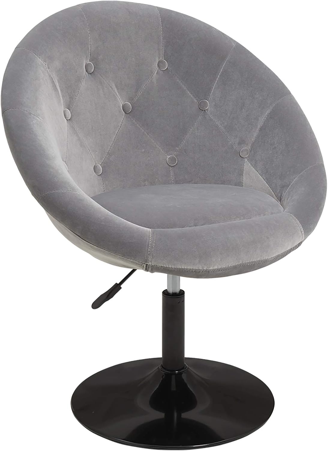 Duhome Elegant Contemporary Vanity Accent Lounge Chair Tufted Round Back Adjustable Swivel Cocktail Chair Synthetic WY-509A (Grey Velvet)