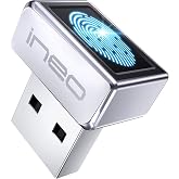 ineo USB Fingerprint Reader for Windows Hello, Compact Plug and Play Security Key, Silver [Not for Mac]