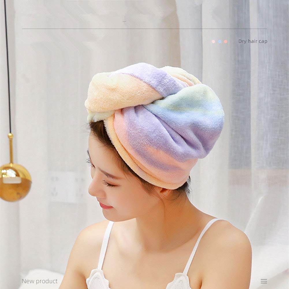 Microfiber Hair Drying Wrap Towel for Women Turban Fast Dry Multicolored : Beauty