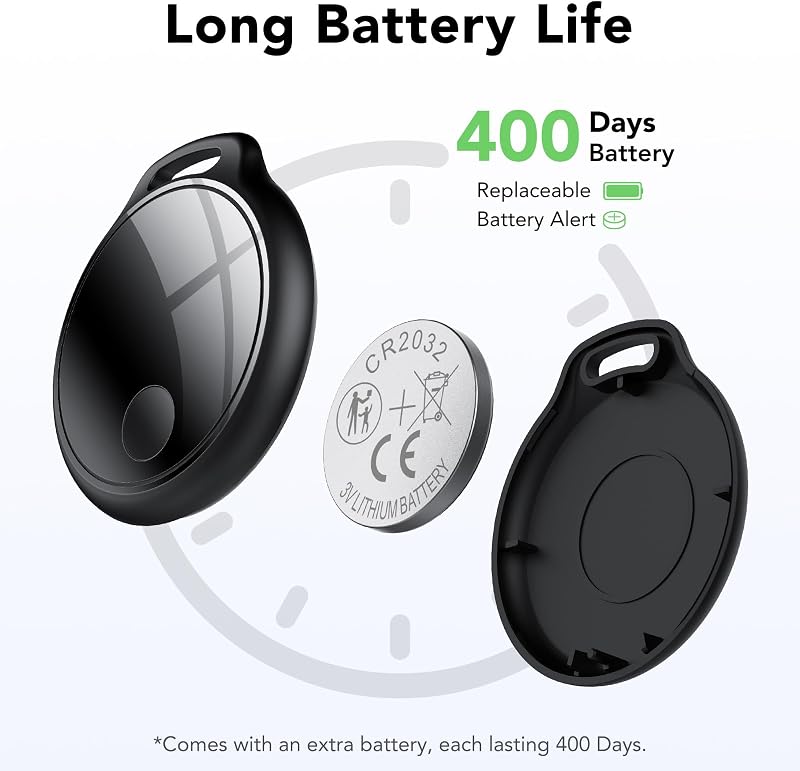 Smart Tag 4 Unidades para Android e iOS, Bluetooth Tracker para Llaves, Maletas, Cartera, Mochila y Bolso, Tracker Tag 120 dB, Red de Búsqueda Global, Compartición Familiar, IP67, Sin Suscripción