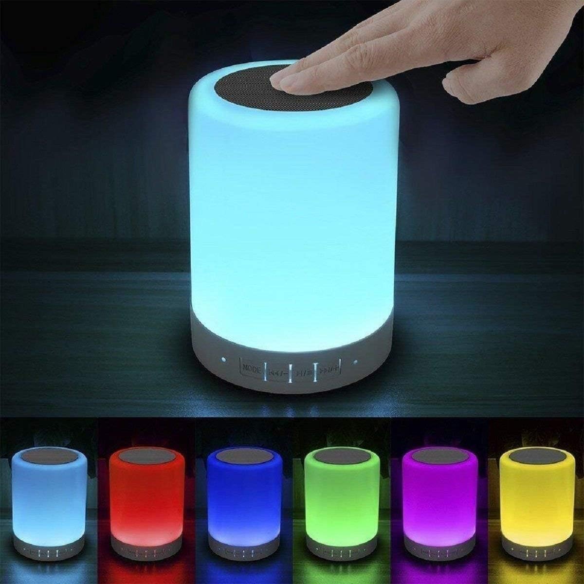 Shoppecruise Multi-Function Wireless LED Bluetooth Speakers Nightlight Smart Touch Mood Lamp with SD Card Slot/AUX Input for Mobiles; Tablet; Laptop; Desktop; Mp3 Player (Colour May Vary)