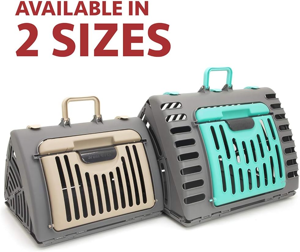 SportPet Designs Foldable Travel Cat Carrier with A Bed - Front Door Plastic Collapsible Carrier : Pet Supplies