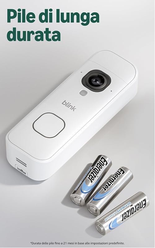 Videocitofono 2K+ a pile Blink (ultimo modello) | Vista a figura intera | 2K | IP65 | Pile di lunga durata | Modulo di sincronizzazione di base richiesto (non incluso) – Supplementare (bianco)