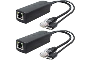 ANVISION 2-Pack 5V PoE Splitter, USB Type C, 48V to 5V 2.4A, IEEE 802.3af Compliant