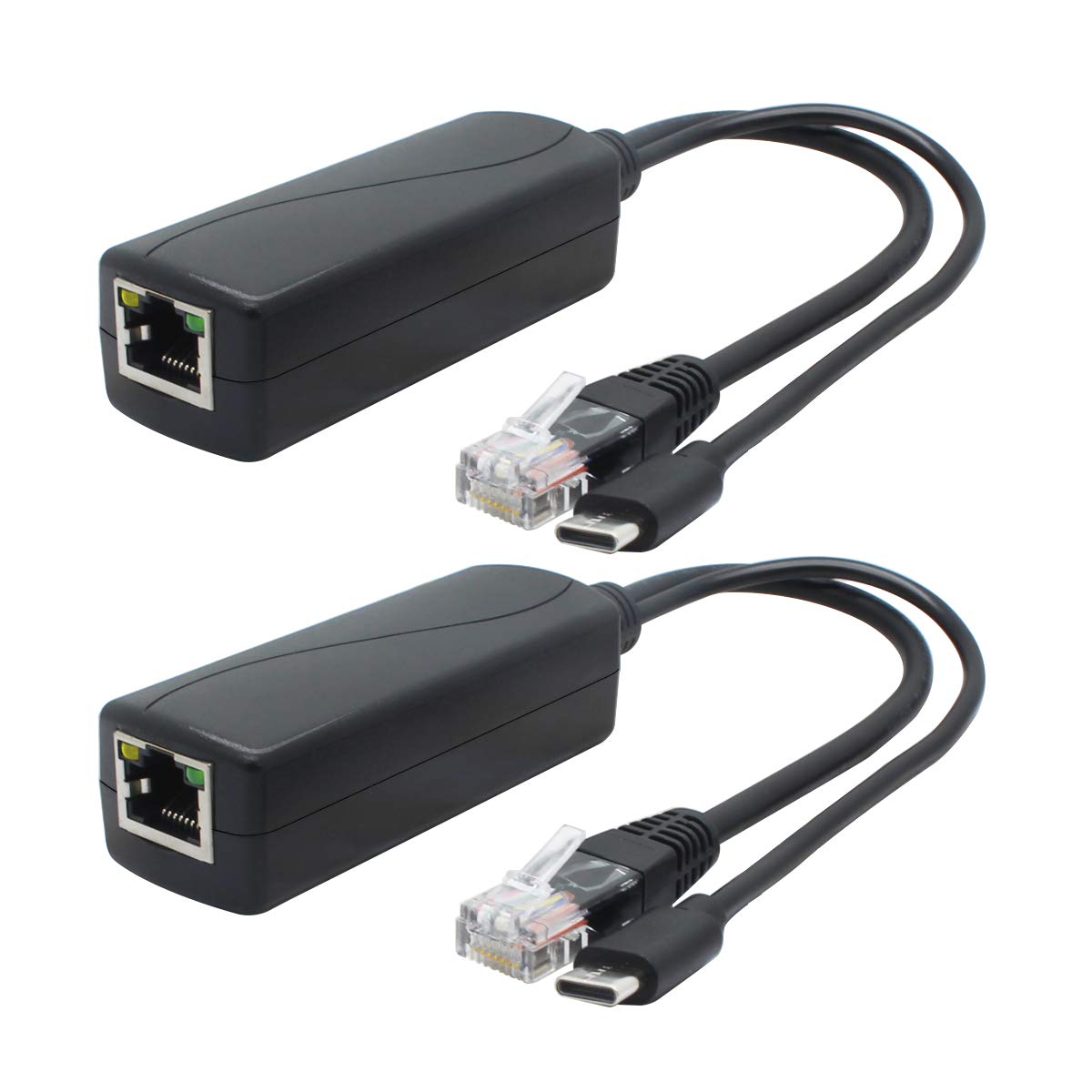 ANVISION 2-Pack 5V 2.4A Gigabit PoE Splitter, USB Type C, IEEE 802.3af Compliant