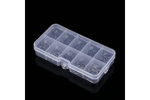 500pcs Fishing Hooks, High Carbon Steel Rust Barbed Hooks for Freshwater Saltwater, 10 Sizes 3 to 12, with Tackle Box