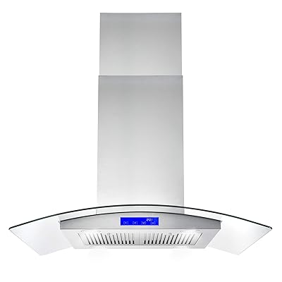 Cosmo 36" Island Range Hood, LED Lights, Permanent Filters, SUS