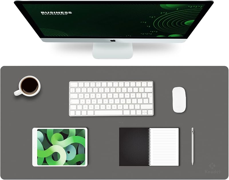 K KNODEL Large Desk Pad 80x40cm Dark Gray PVC Leather Waterproof
