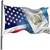 America And Guatemala Guatemalan Flag 3x5 Ft Double Sided Vivid Color, Indoor/Outdoor Yard Garden Lawn Holiday Decoration Banner Sign