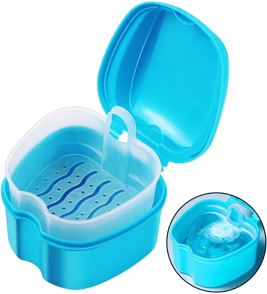 HouChanges Retainer Case Portable Denture Box Easy-Clean Medical PP