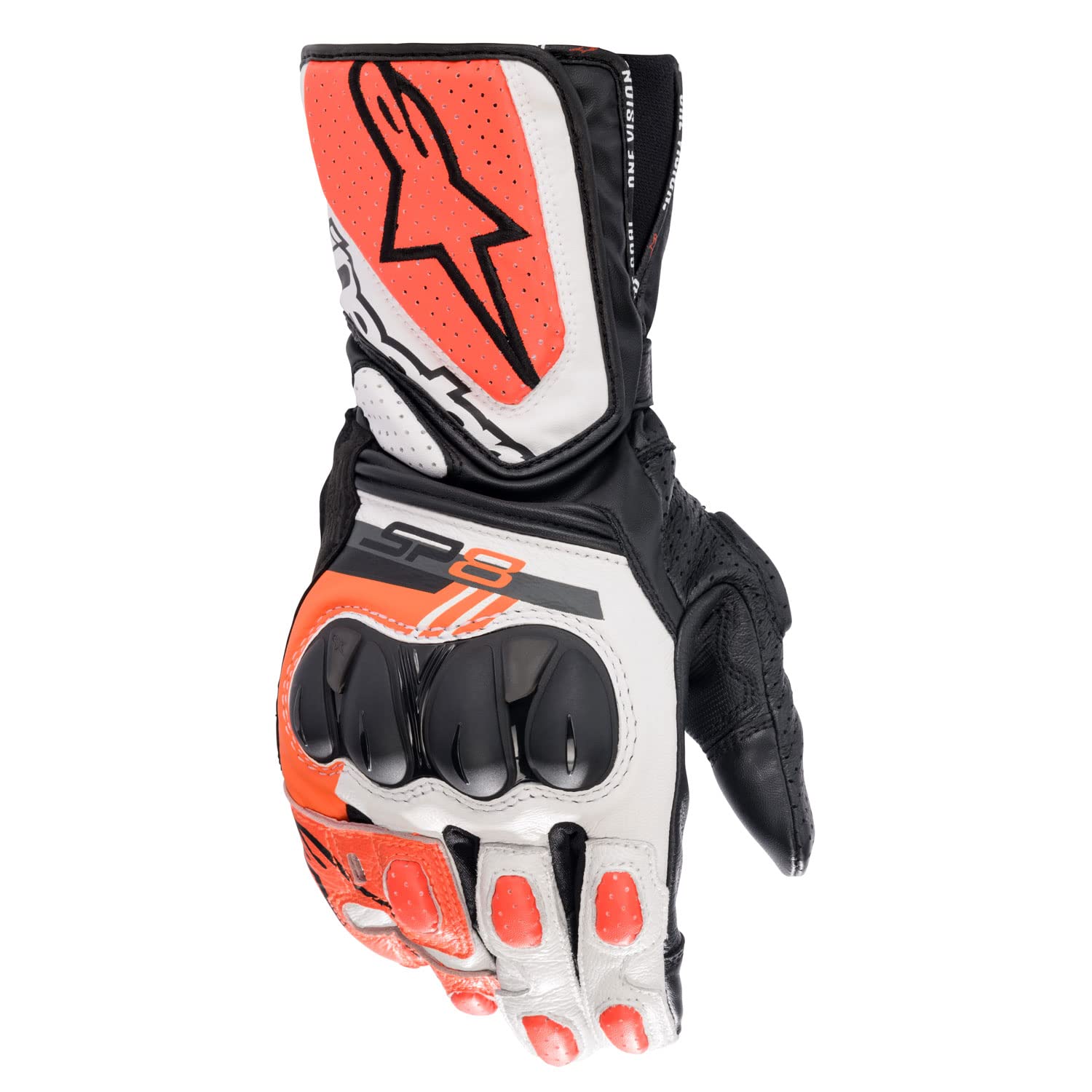 Alpinestars SP-8 V3 Men's Street Motorcycle Gloves - Black/White/Red Fluo/Large Image