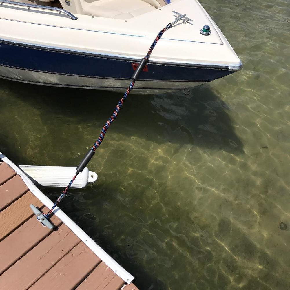 Bungee Dock Line for Boats 4’ Stretch to 5.5’ with Foam Floats Boat