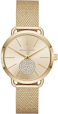 Orologio Portia da donna, Movimento al quarzo multifunzione con cinturino in acciaio inossidabile, 36 mm, Tono oro e glitter