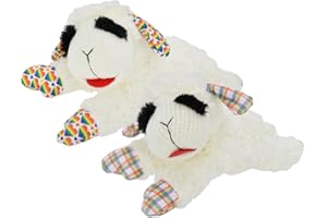 Multipet Lamb Chop 10.5" Plush Dog Toy with Rainbow Ears and Front Paws