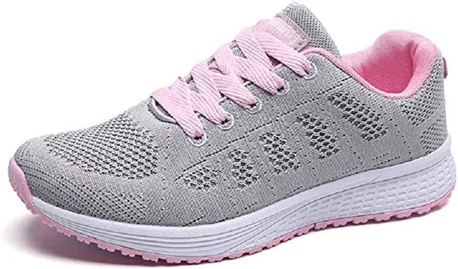 Vinstoken Womens Ladies Trainers Lace-up Fitness Sports Shoes Athletic Running Sneakers Grey 39