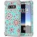 Lontect Compatible Galaxy Note 8 Case Floral 3 in 1 Heavy Duty Hybrid Sturdy High Impact Shockproof Protective Cover Case for Samsung Galaxy Note 8, Teal/Flower