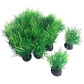 Smoothedo-Pets Aquarium Plant Fish Tank Decoration 20 Pieces Small/1" Tall Plastic Artificial Plant Goldfish Hidden Mini Grass Set (Green-C)