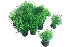 Smoothedo-Pets Aquarium Plant Fish Tank Decoration 20 Pieces Small/1" Tall Plastic Artificial Plant Goldfish Hidden Mini Grass Set (Green-C)