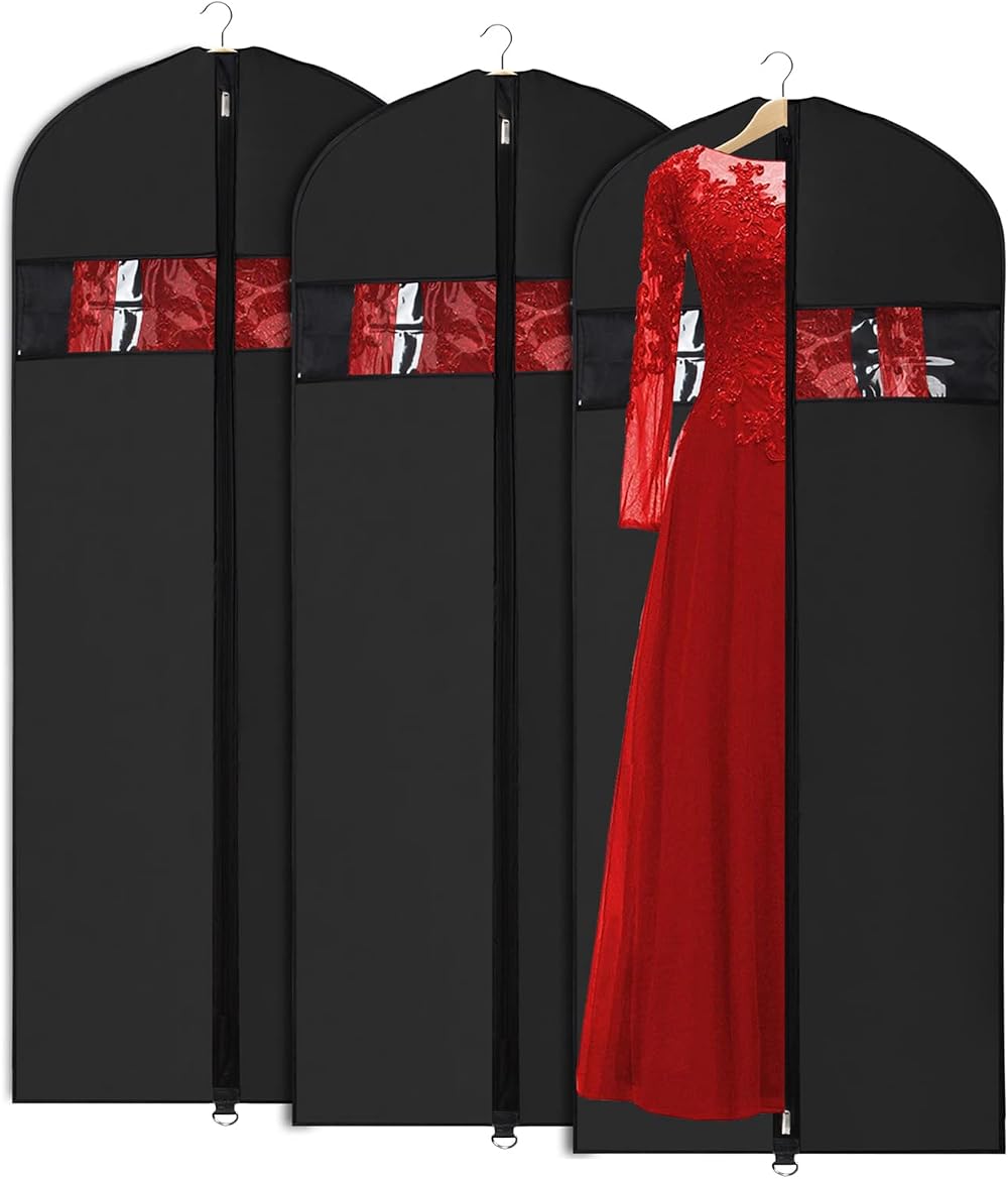 Univivi Long Garment Bags 60 x 24 in 3 Pack Waterproof Dustproof