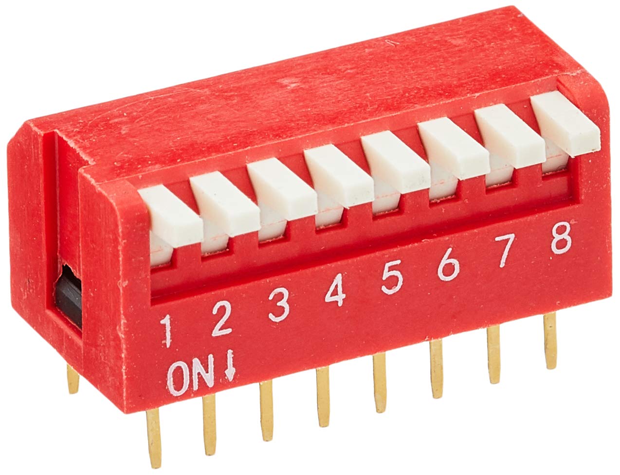 DeLOCK DIP Toggle Switch Piano 8-Digit 2.54 mm Grid Mass THT Vertical Red 10 Pieces