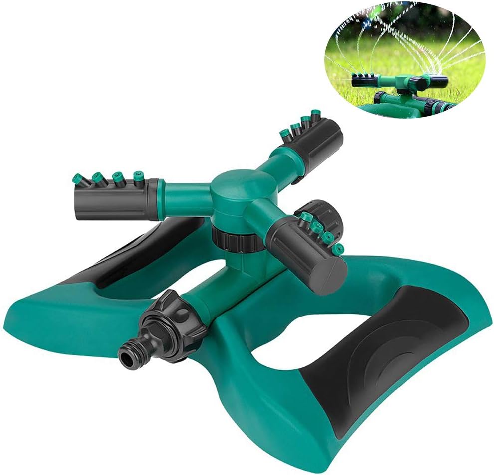 Coquimbo Garden Sprinkler Automatic Water Sprinkler 360 Degree 3 Arm Rotating Lawn Sprinkler for Lawn, Courtyard, Garden