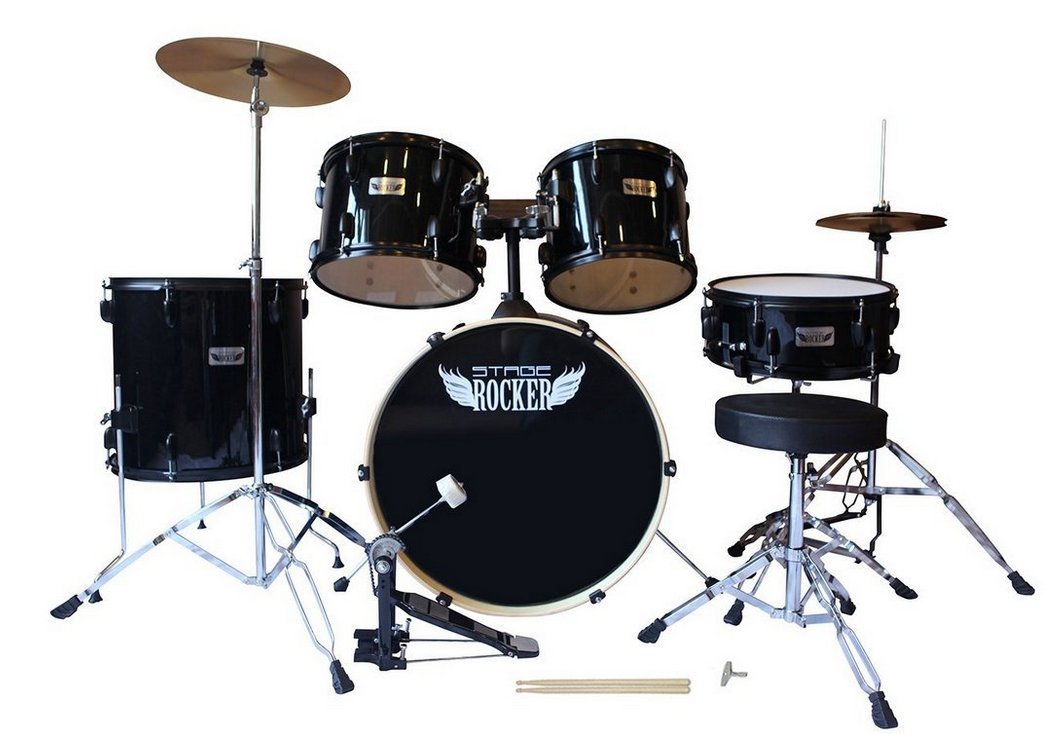 Stage Rocker 5pc drum set with doublebraced hardware (Cymbals, Stool and Sticks included