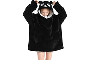 DESERTHOME Wearable Blanket Hoodie for Kids 4-12YR Oversized Animal Hooded Blanket Super Soft Comfortable Warm Flannel Panda