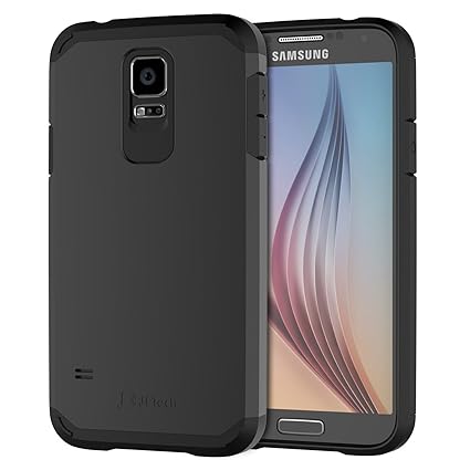 JETech Hülle für Samsung Galaxy S5 mit Stoßdämpfung, Schwarz