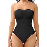 Miguofan Strapless Shapewear Bodysuit for Women Tummy Control, Seamless Tube Top Bodysuit Body Shaper Off Shoulder Leotard