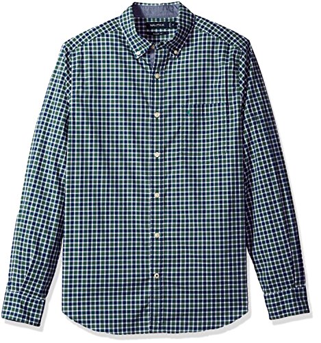 Nautica Men s Classic Fit Stretch Plaid Long Sleeve Button Down Shirt, Hunter Green, X-Large
