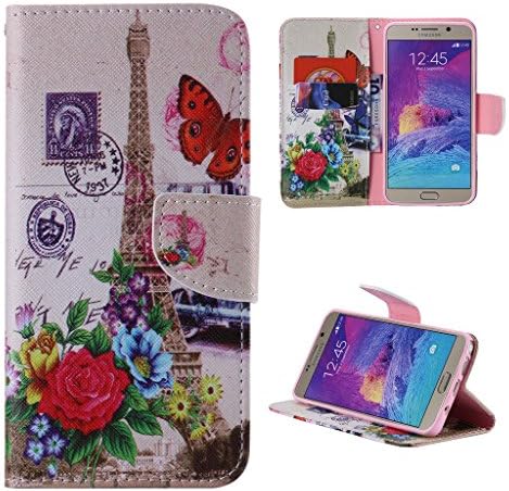Note 5 Case,Galaxy Note 5 Case,ahere Flip Painting Flower Tower PU Leather Wallet Case for Samsung Galaxy Note 5(Built-in ID/Credit Card Slot)