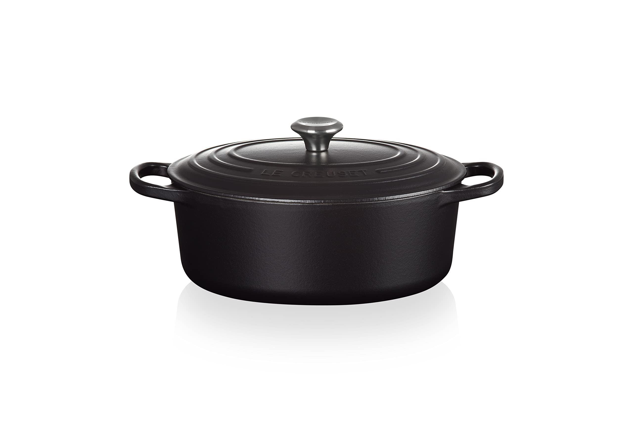 LE CREUSET Signature Enamelled Cast Iron Oval Casserole Dish with Lid, 29 cm, 4.7 Litre, Matte Black, 21178290000430