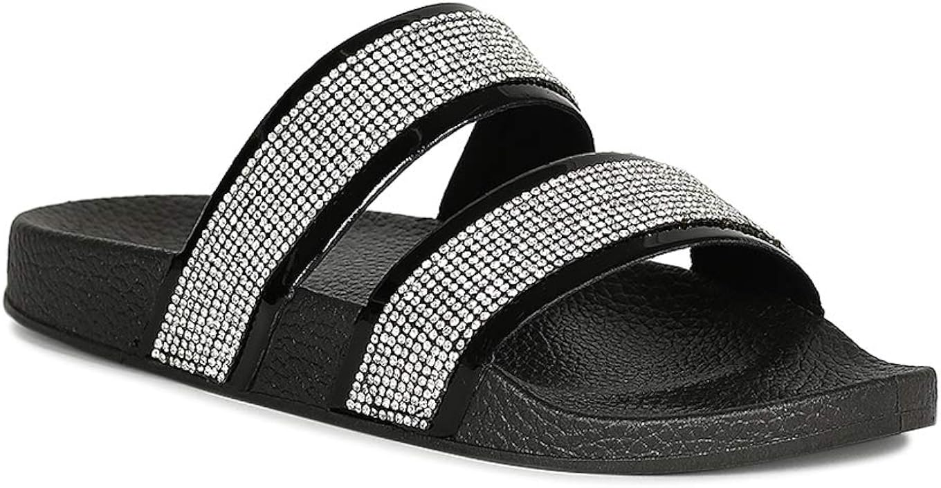 rhinestone footbed sandals