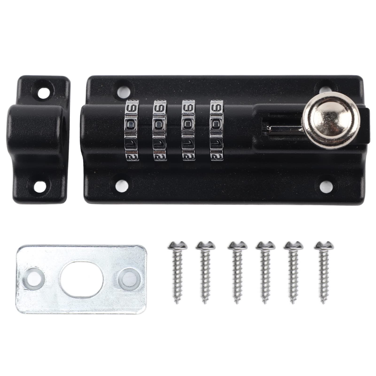 Combination Sliding Bolt Latch Coded Lock Coded Security Thicken Door Latch 4 Digit Anti Theft Metal Lock for Door Cabinet Garden