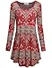 Faddare Women Tunic Dresses Top Ethnic Style Summer Shift Dress,Red XL