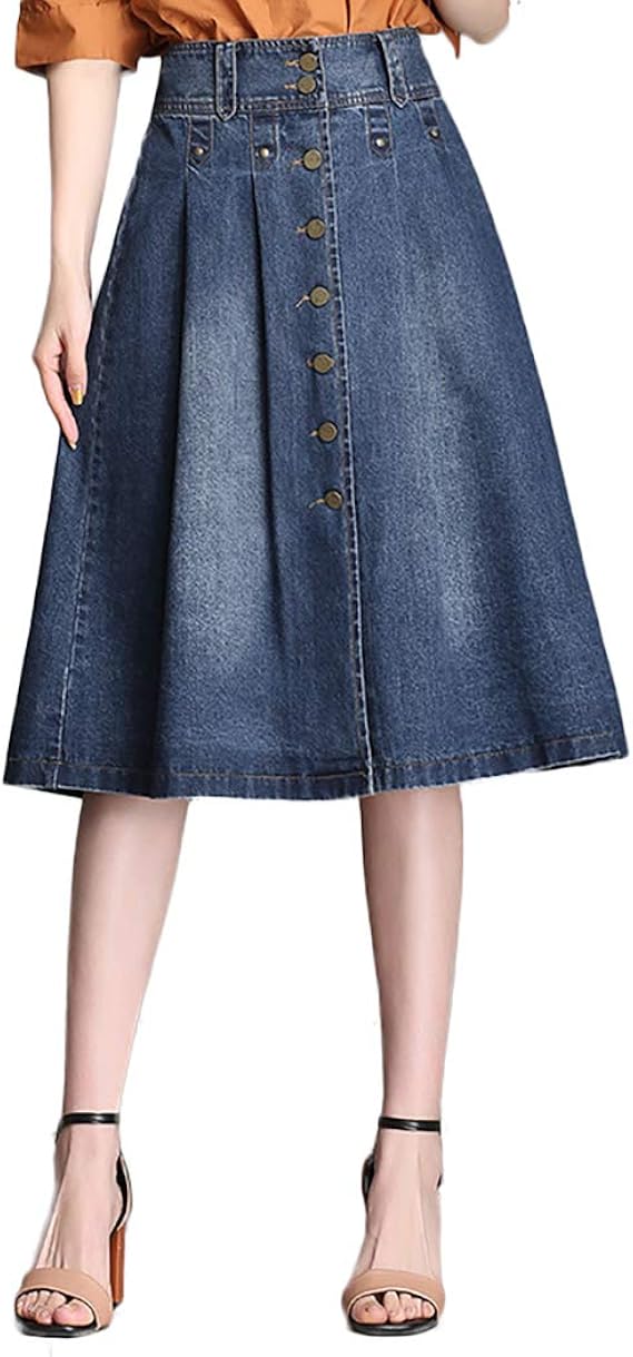 womens midi jean skirts